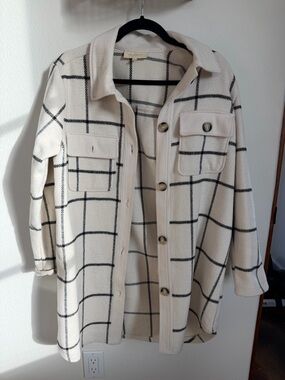 MELLODAY Cream Windowpane Utility Jacket